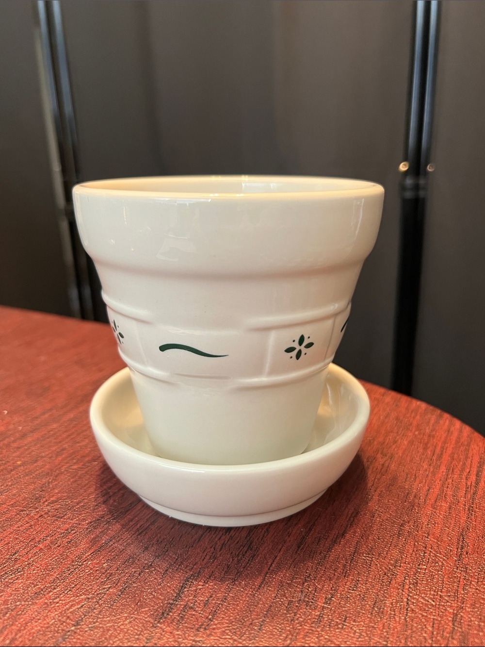Longaberger Pottery ceramic flower pot with saucer